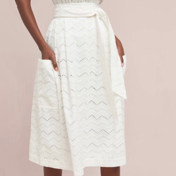 Anthropologie X Tracy Reese | Eyelet MIDI Skirt - Picture 2 of 9